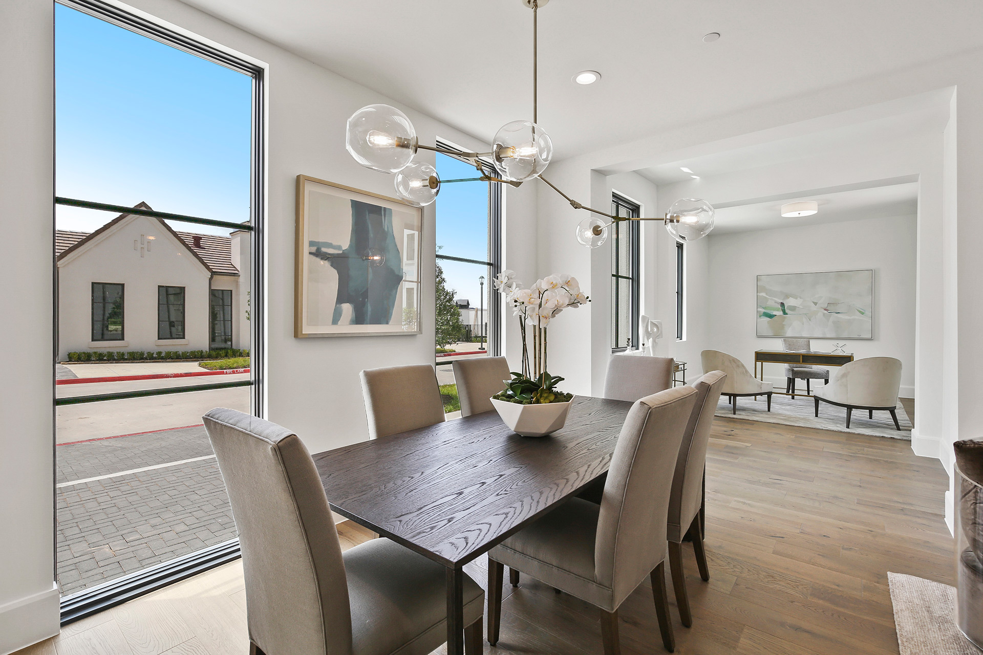Luxury dining room with large windows in condos at the Corvalla