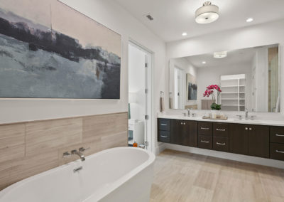Luxury master bathroom with his and hers sinks for residents of condos at the Corvalla