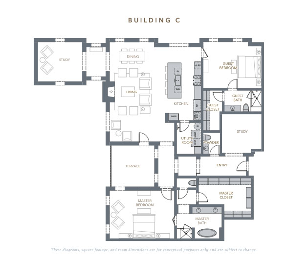 Floorplan of building C, condo 222