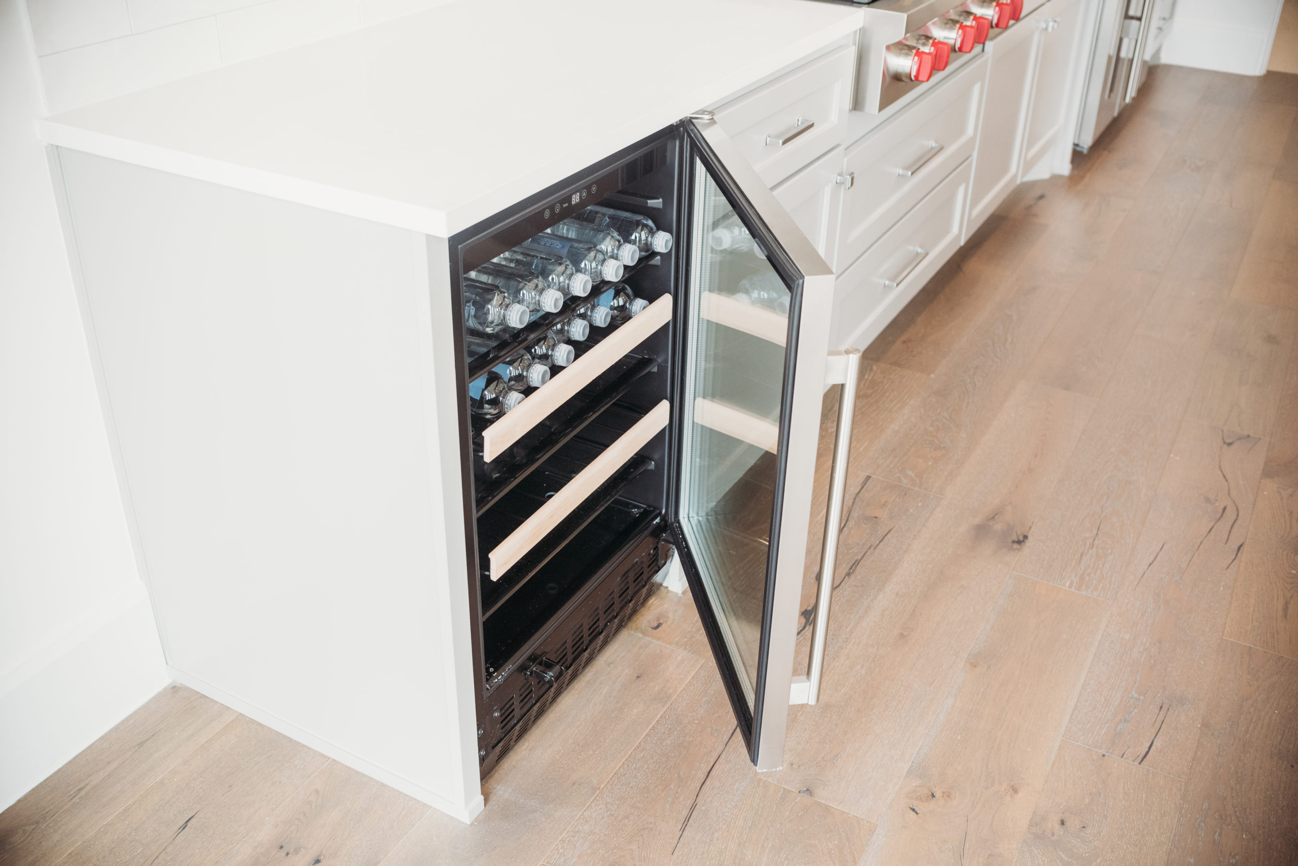 High-end built in wine fridge at the Corvalla condos