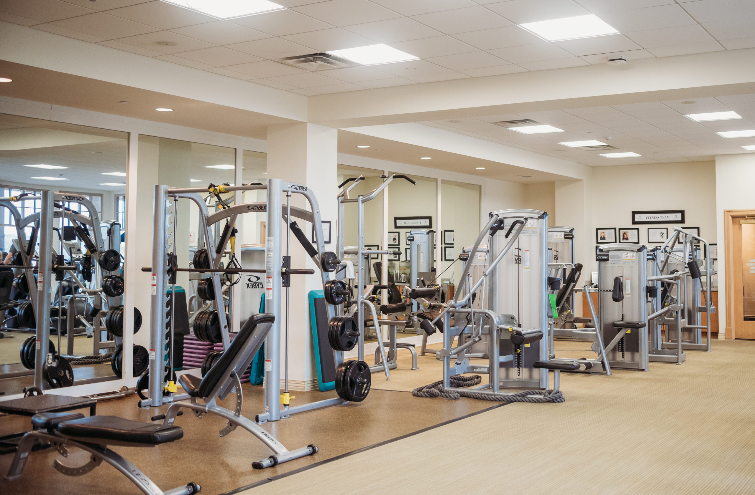 Luxury gym equipment provided for residents of condos at the Corvalla