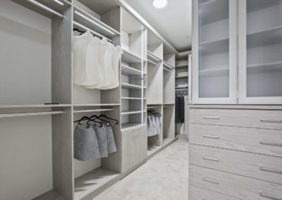 Spacious master closet with high end finishes in condos at the Corvalla