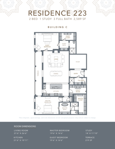 Floorplan of building C, condo 223