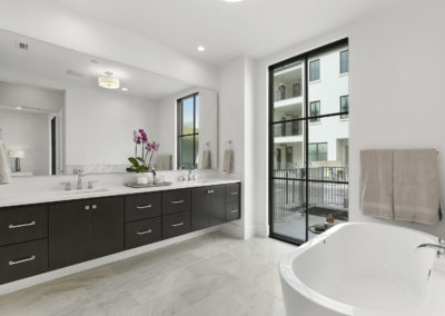 High-end master bathroom featuring luxury finishings in condos at the Corvalla